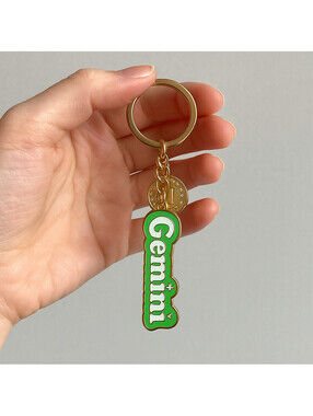 Modern Expressions "Gemini" Green & Gold 1 Ct Keychain Metal 738438 Gift Zodiac
